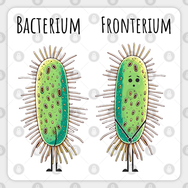 Bacterium and Fronterium silly paramecium bacteria pun meme Magnet by Luxinda